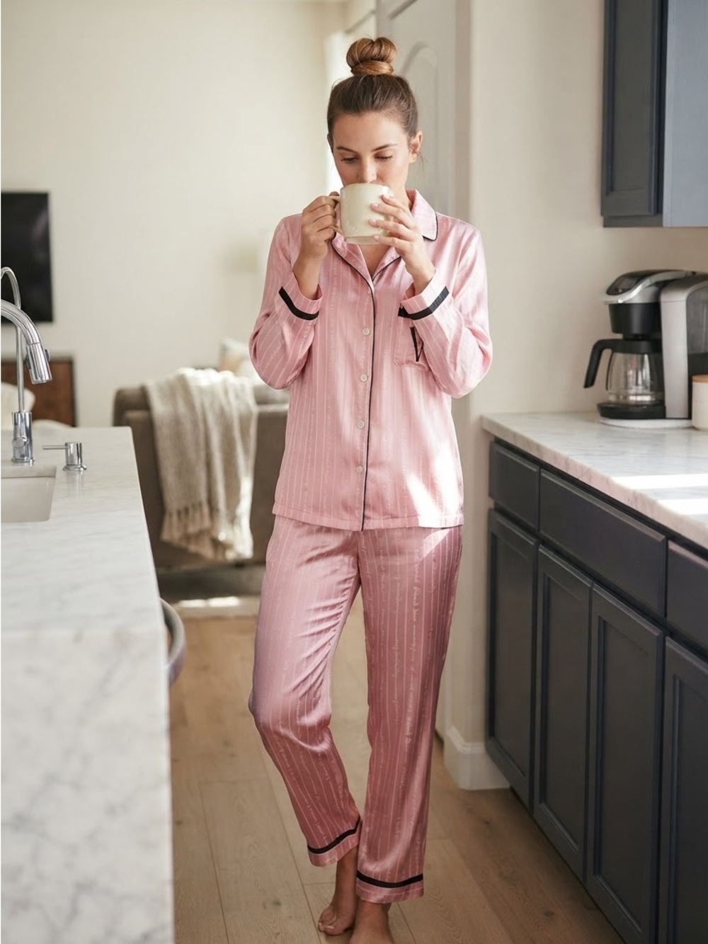 Victoria's Secret Pink Satin Pajama Set Monogram Rare